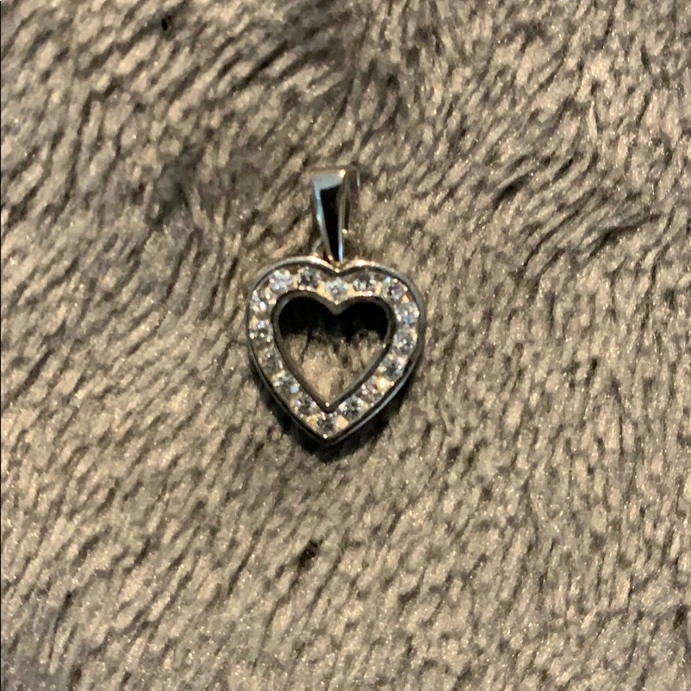 Silver Heart Pendant with stones Stamped JTS K10